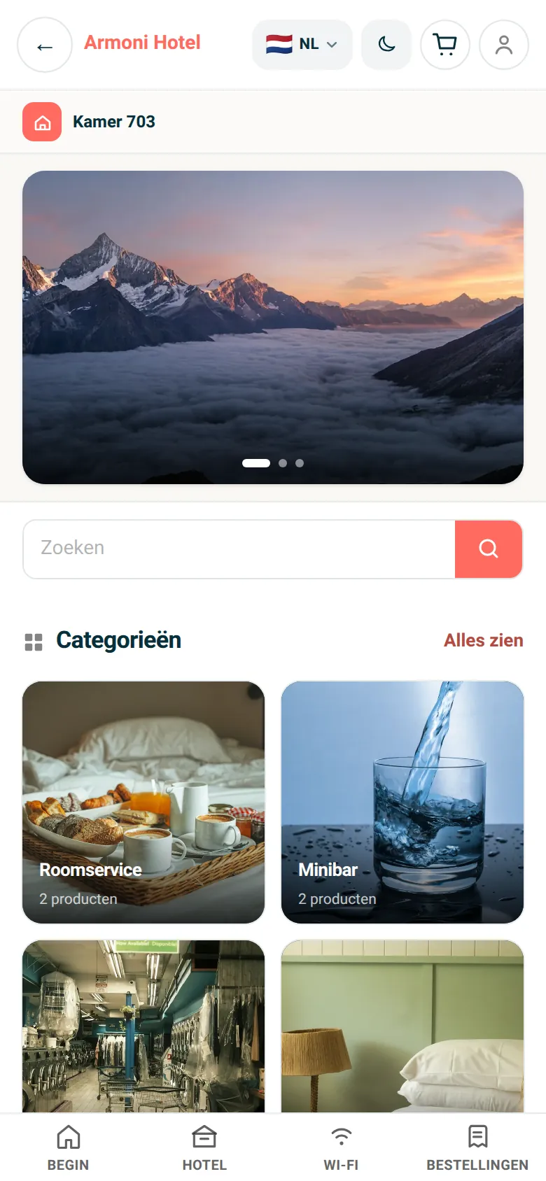 Roomservice en hoteldiensten