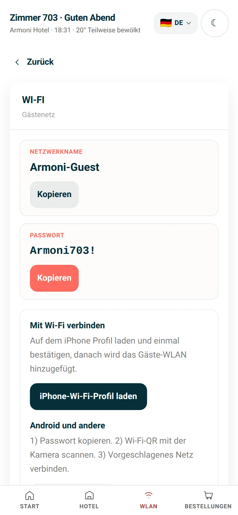 Wi-Fi mit einem Klick