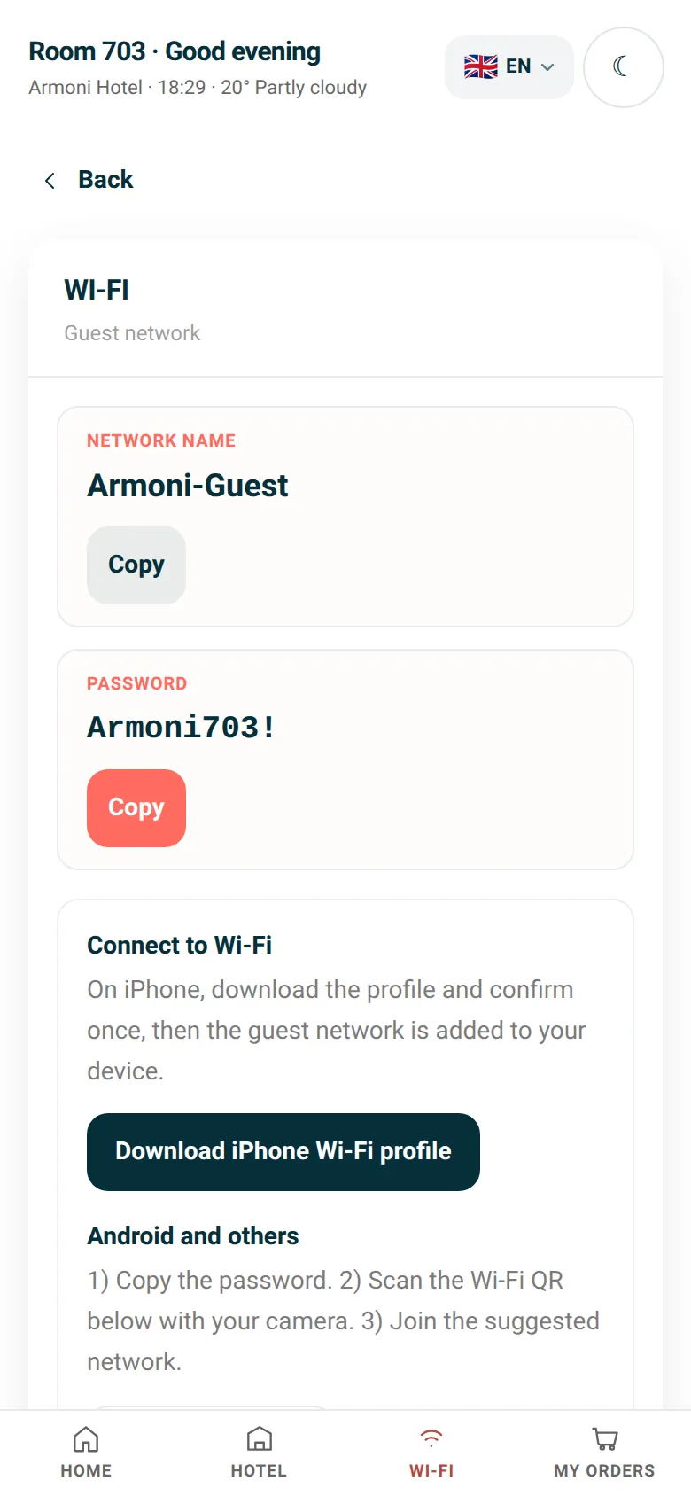 Wi-Fi in one tap