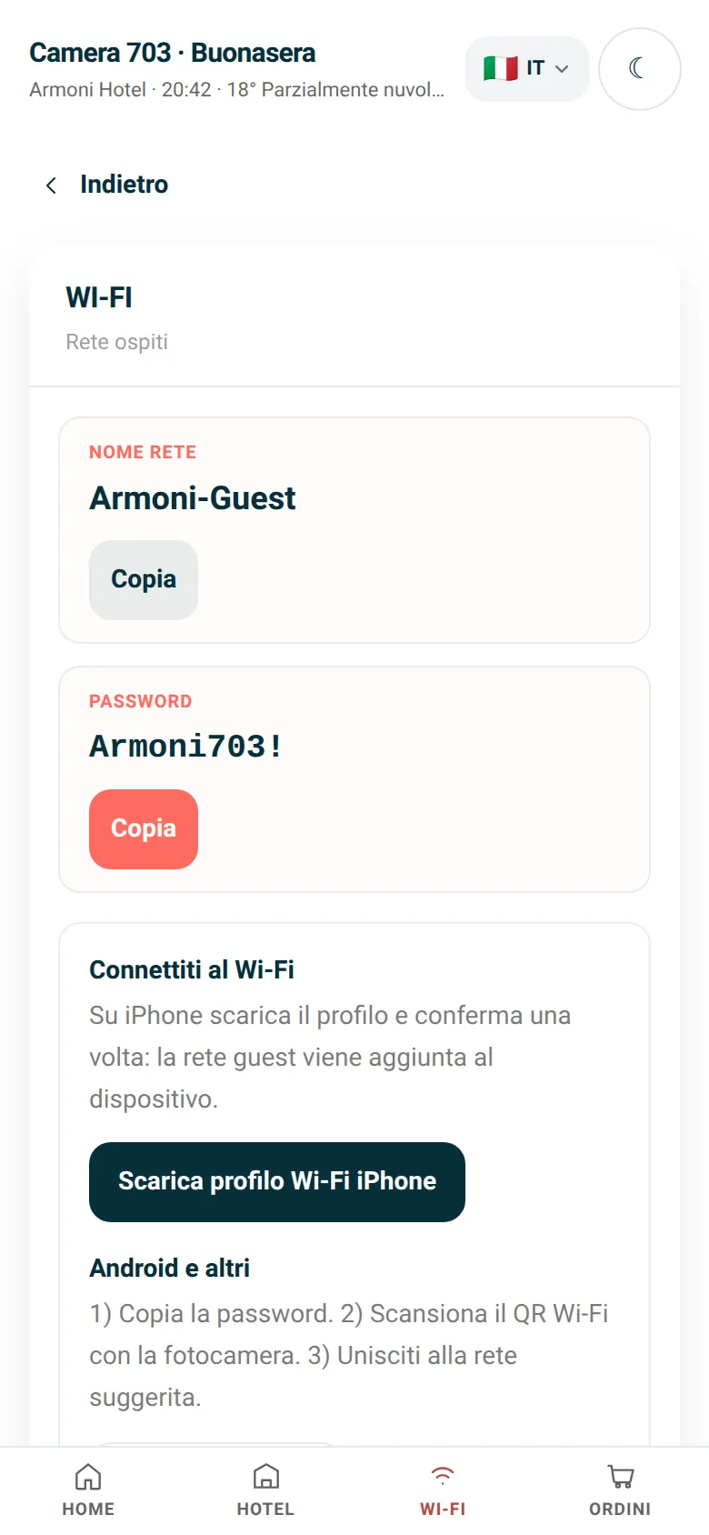 Wi-Fi con un tocco