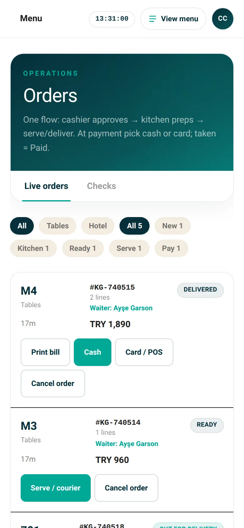 Cafe · Orders