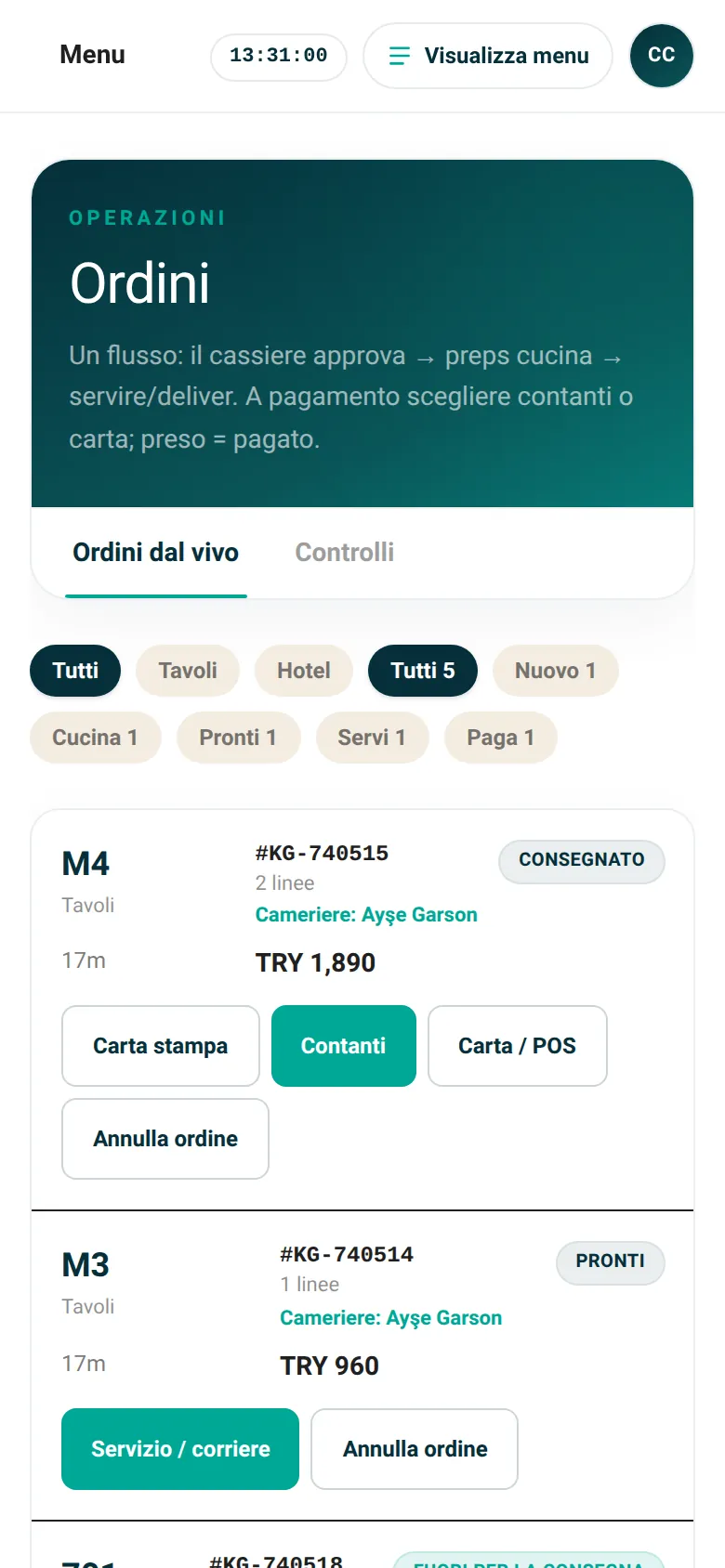 Caffè · Ordini