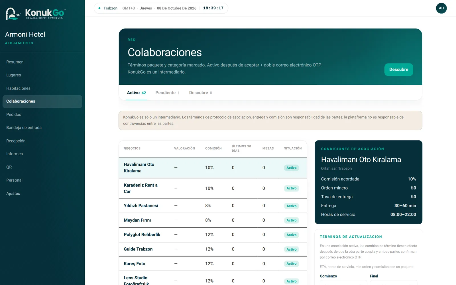 Alianzas: comisión y condiciones de entrega